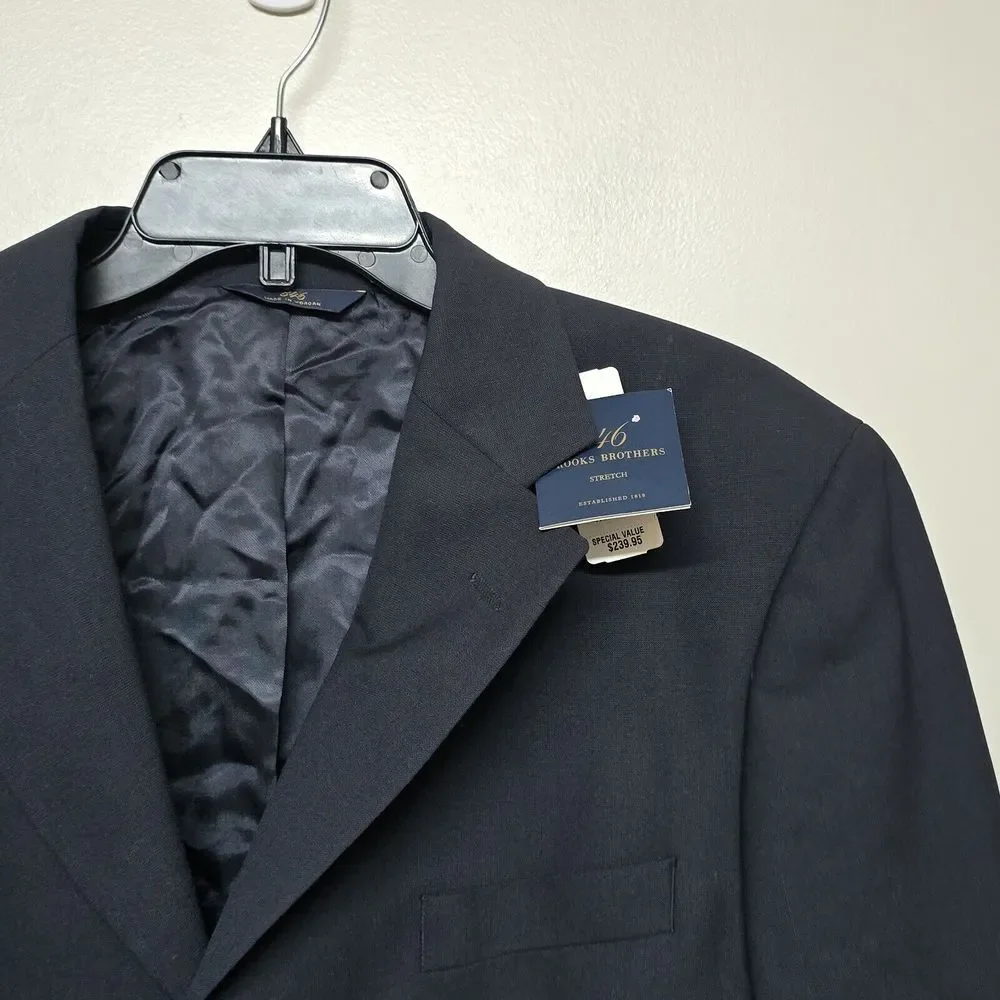 Brooks‎ Brothers Classic-Fit Stretch Wool Blend Suit Jacket, Navy Blue, 41 Reg